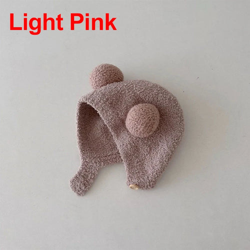 Cute Winter Warm Kids Girl Boys Baby Hats Fleece Wool Hemming Caps
