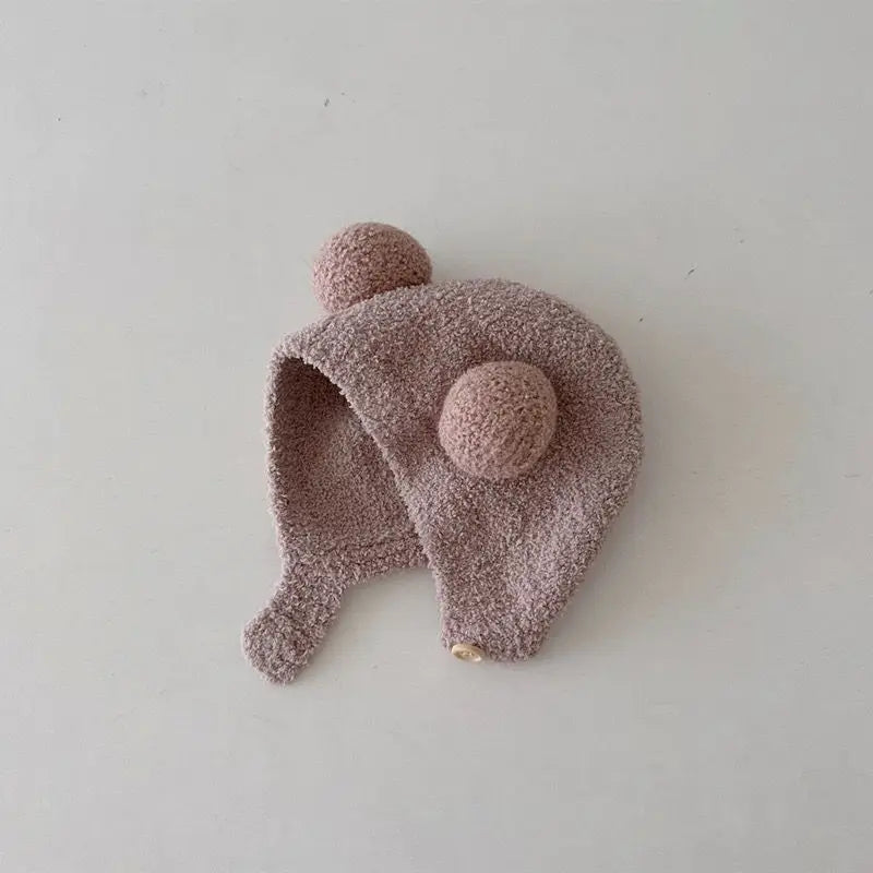 Cute Winter Warm Kids Girl Boys Baby Hats Fleece Wool Hemming Caps