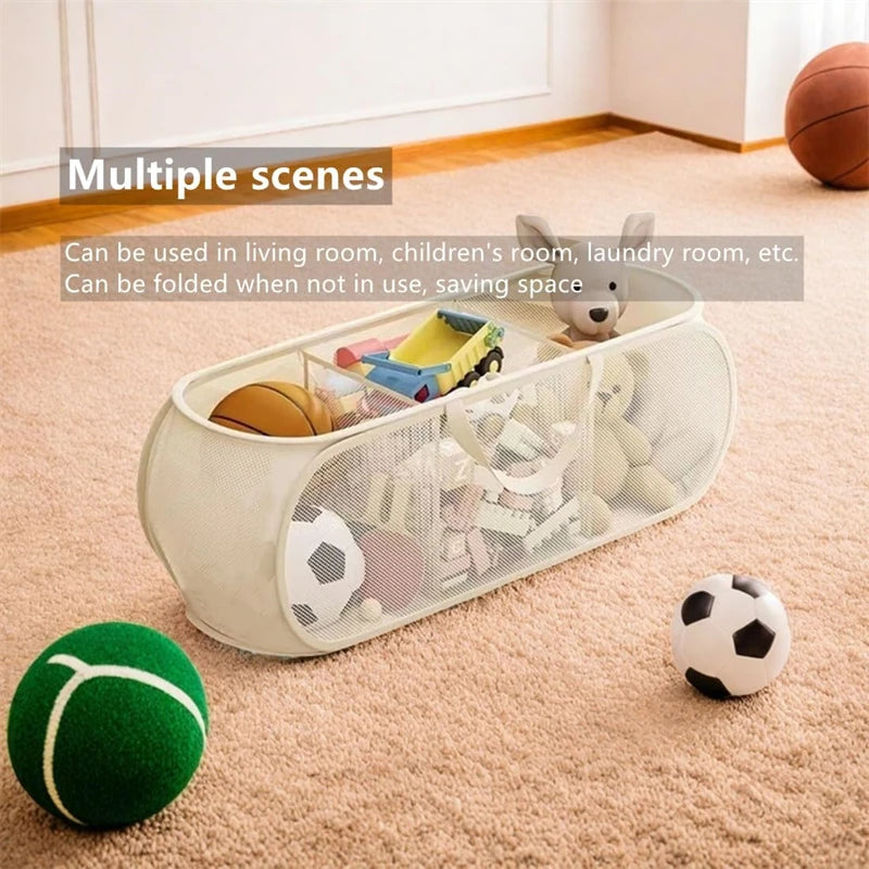 1 PCS Large Kids Toy Storage Bin Foldable Mesh Laundry Basket