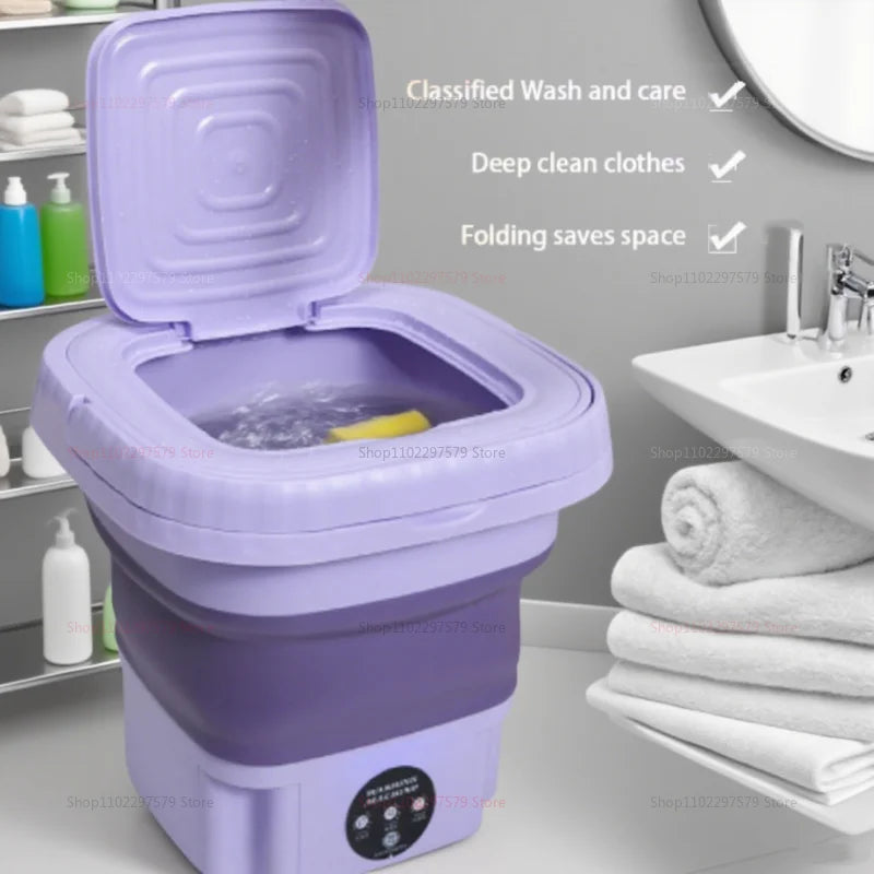 8L Portable Small Foldable Washing Machine with Spin Dryer