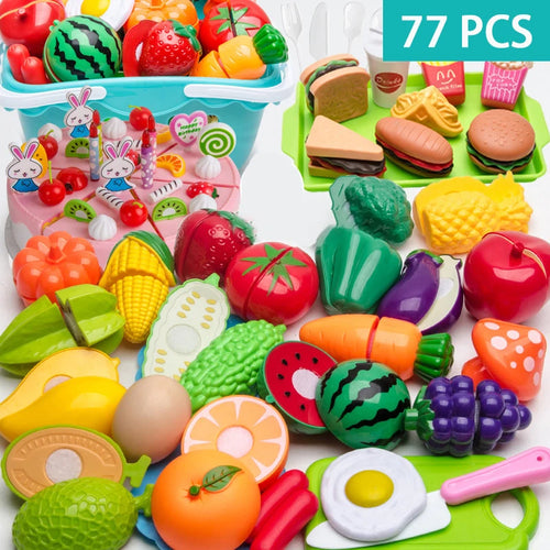 Cutting Play Food Toy for Kids Kitchen Pretend Fruit & Vegetable