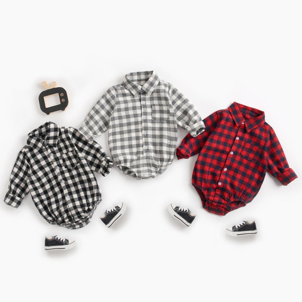 Sanlutoz Plaid Cotton Baby Boys Bodysuits Long Sleeve Baby Clothes