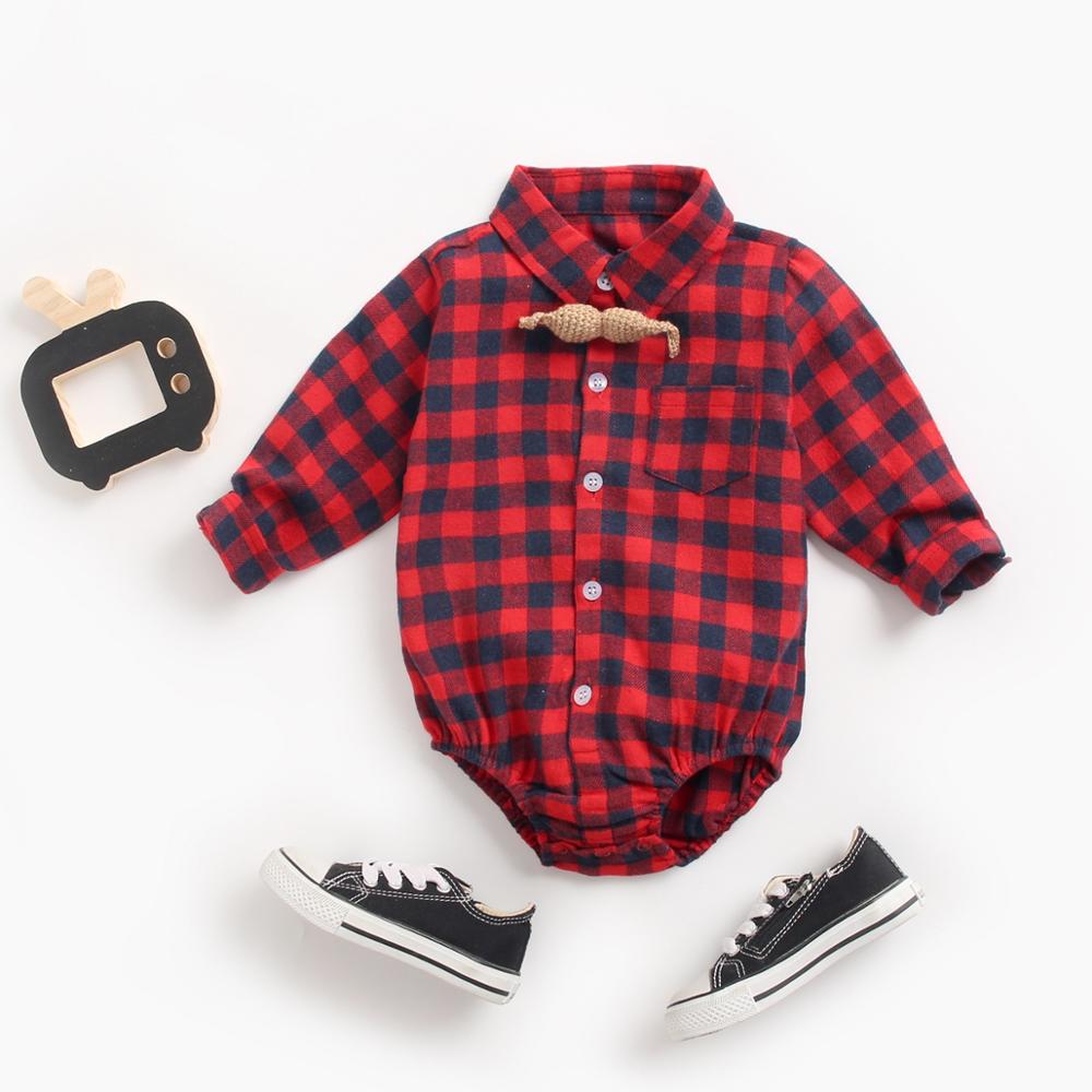 Sanlutoz Plaid Cotton Baby Boys Bodysuits Long Sleeve Baby Clothes