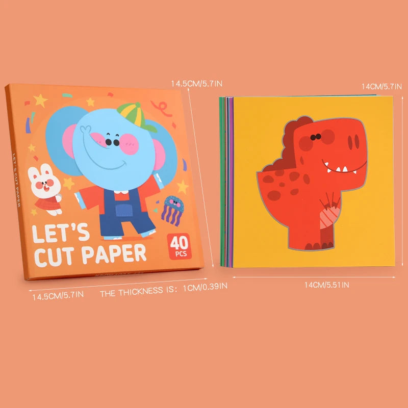 Children Craft Toys Cartoon Animal Origami Paper Cutting Book Kids