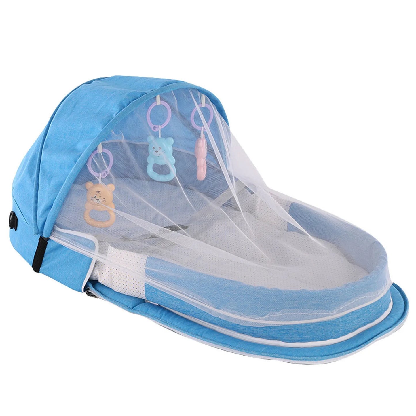 Baby Bed Folding Portable Baby Crib with Net and Awning Baby Nest
