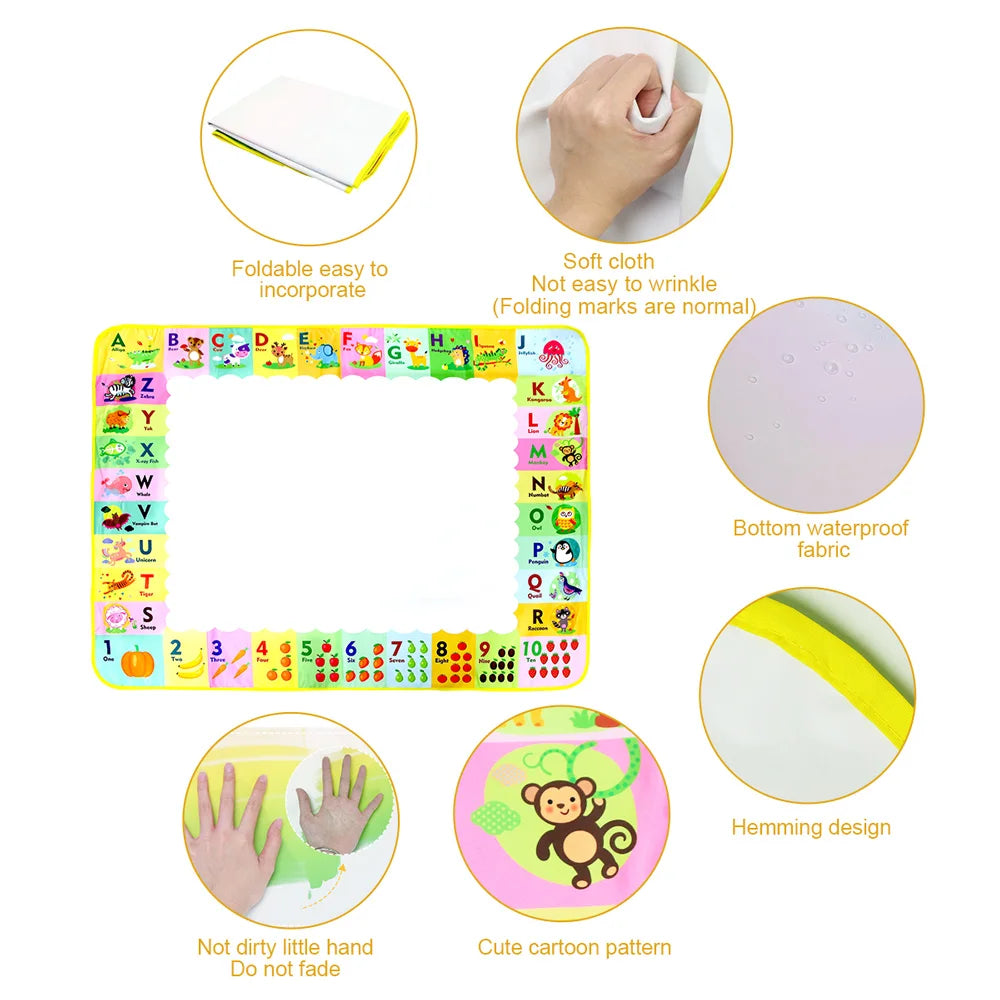 Magic Water Drawing Mat Coloring Doodle Mat with Magic Pens Montessori