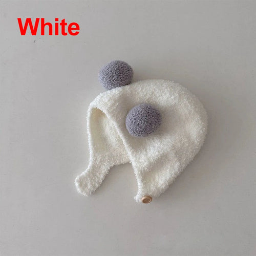 Cute Winter Warm Kids Girl Boys Baby Hats Fleece Wool Hemming Caps