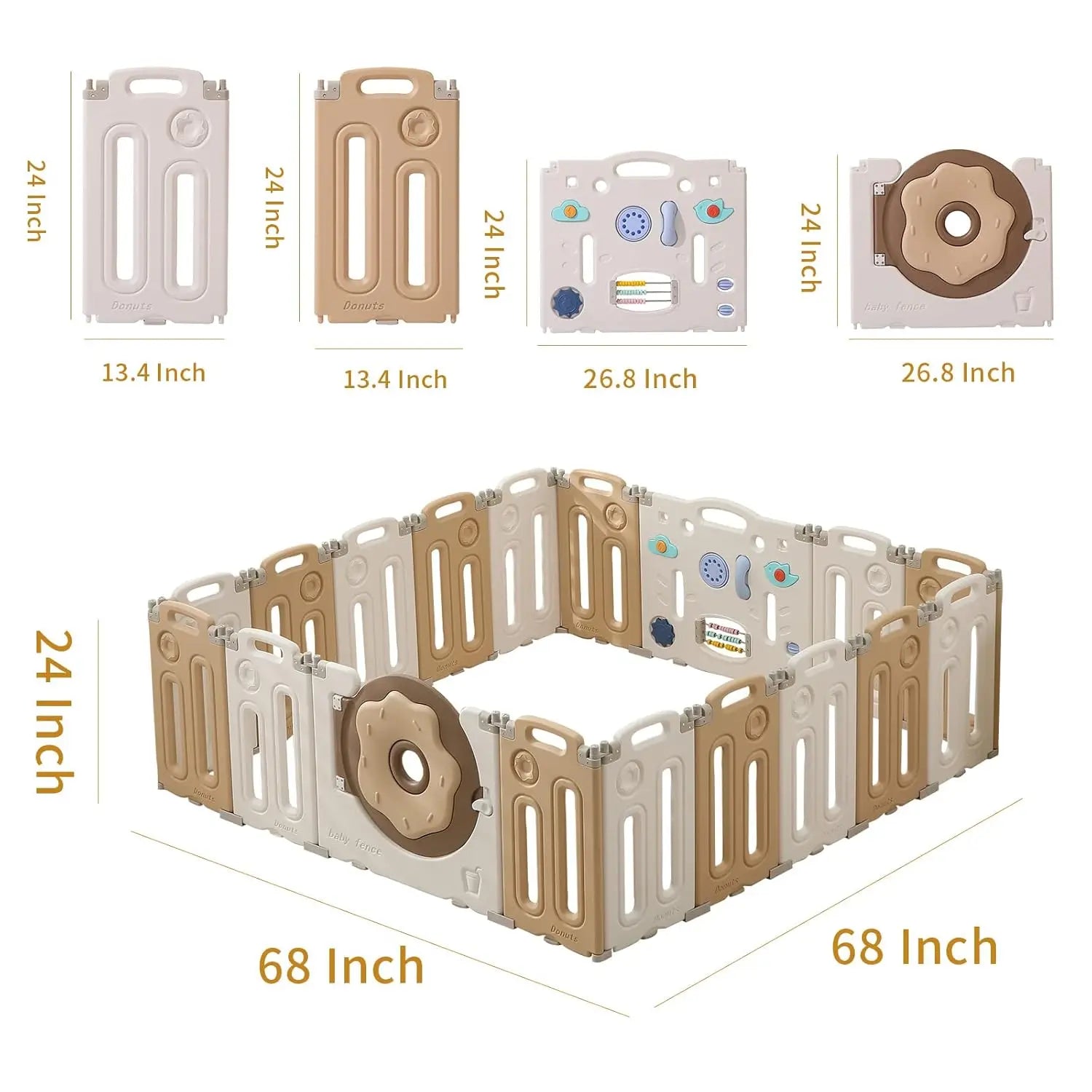 Foldable Playpen for Babies and Toddlers, Portable Kids Play Yards with Safety Gate, 14/18/22 Panels