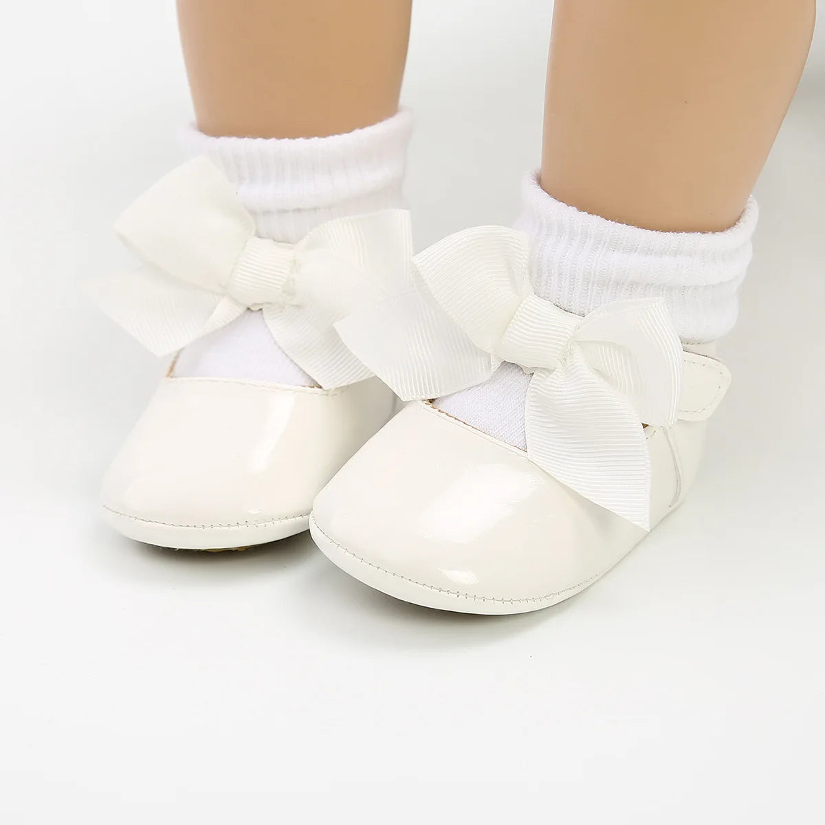 Bowknot Rubber Sole Anti-slip PU Ballet Shoes