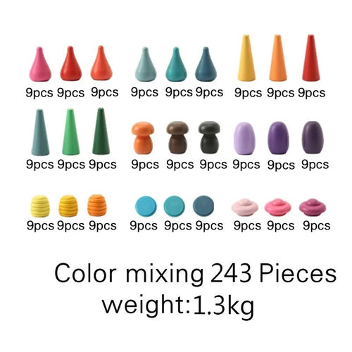 Rainbow Wooden Montessori Creative Loose Parts Toys