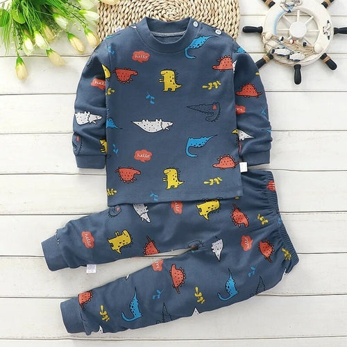 Children Sets 100% Cotton Kids Pajamas Boys Shirt Suit