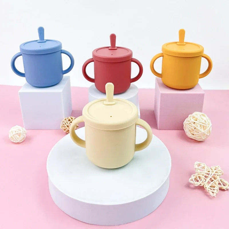 Silicone Baby Feeding Set Suction Bowl Baby Dinning Plate Straw Cup