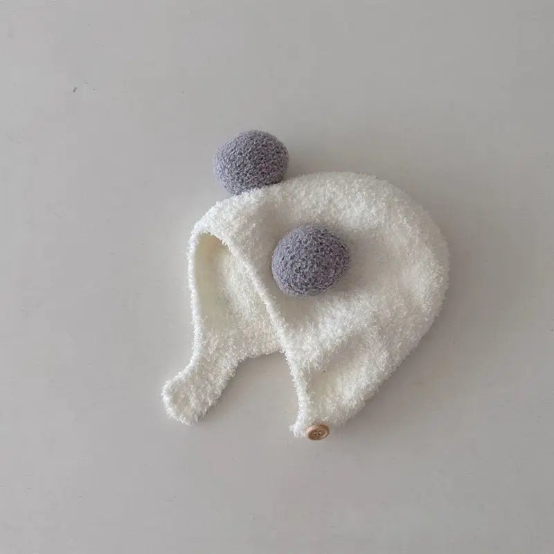 Cute Winter Warm Kids Girl Boys Baby Hats Fleece Wool Hemming Caps