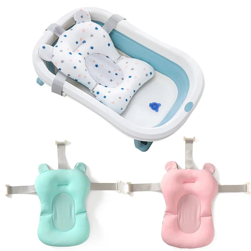 Baby Bath Seat Support Mat Foldable Bath Tub Pad & Chair