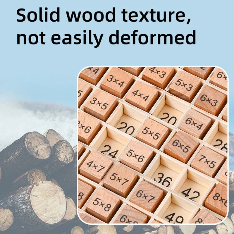Wooden Multiplication Board Game, 81 Cubes Blocks Montessori 9*9 Times