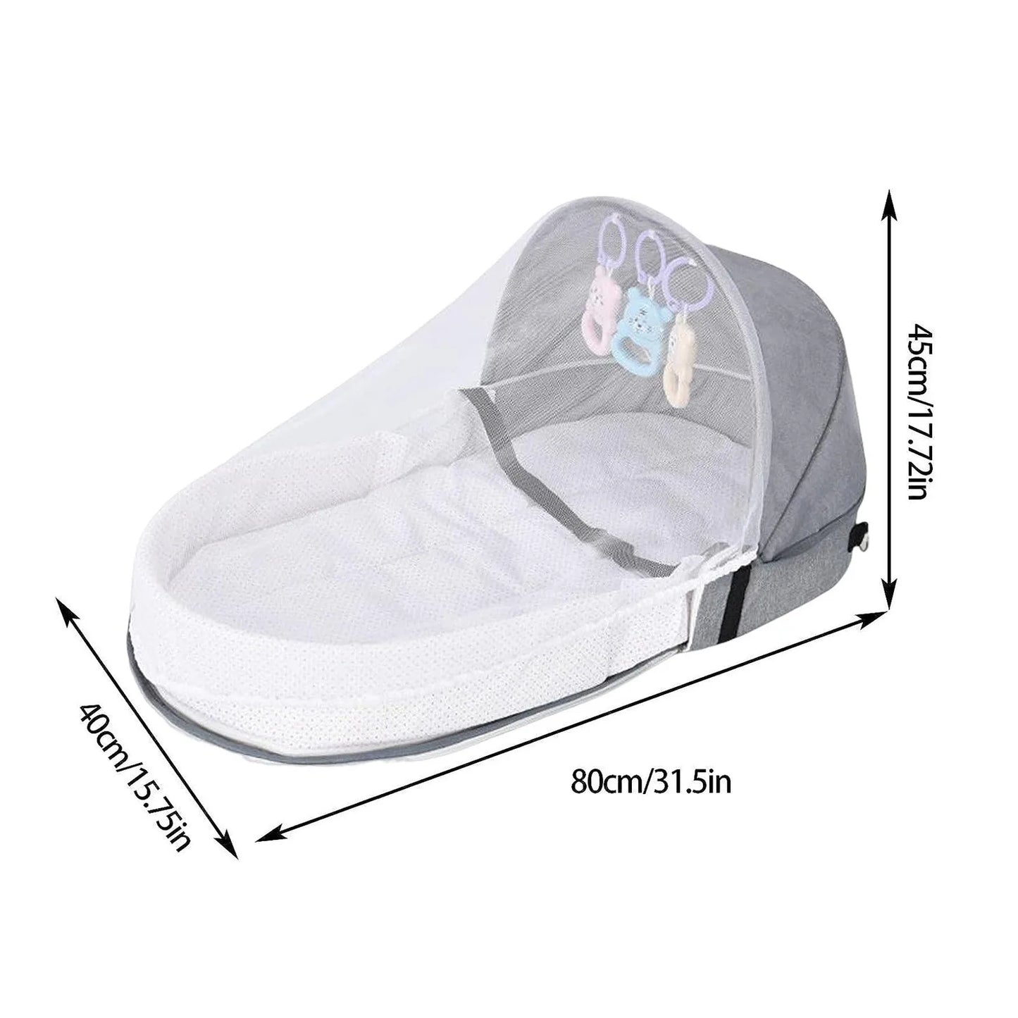 Baby Bed Folding Portable Baby Crib with Net and Awning Baby Nest