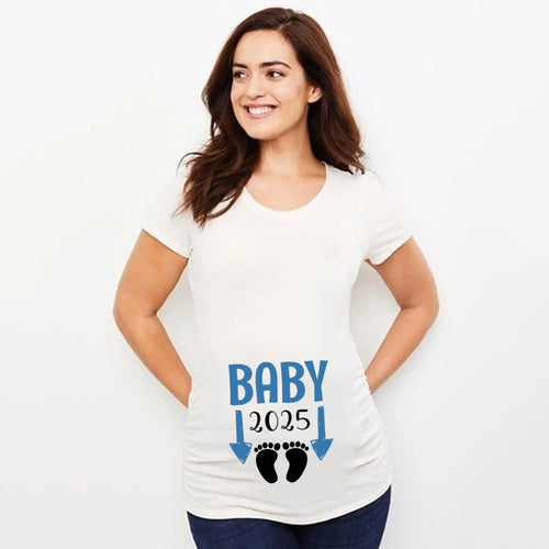 Baby Loading 2025 Print Pregnant T Shirt Maternity Short Sleeve