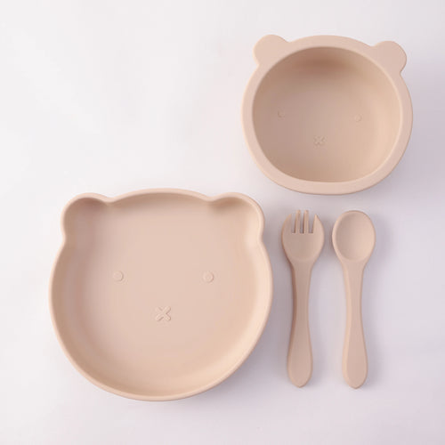 Kids 4PCS Color Silicone Feeding Tableware Set