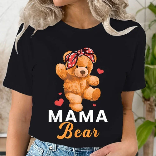 Teddy Mama Bear Graphic T Shirts Women