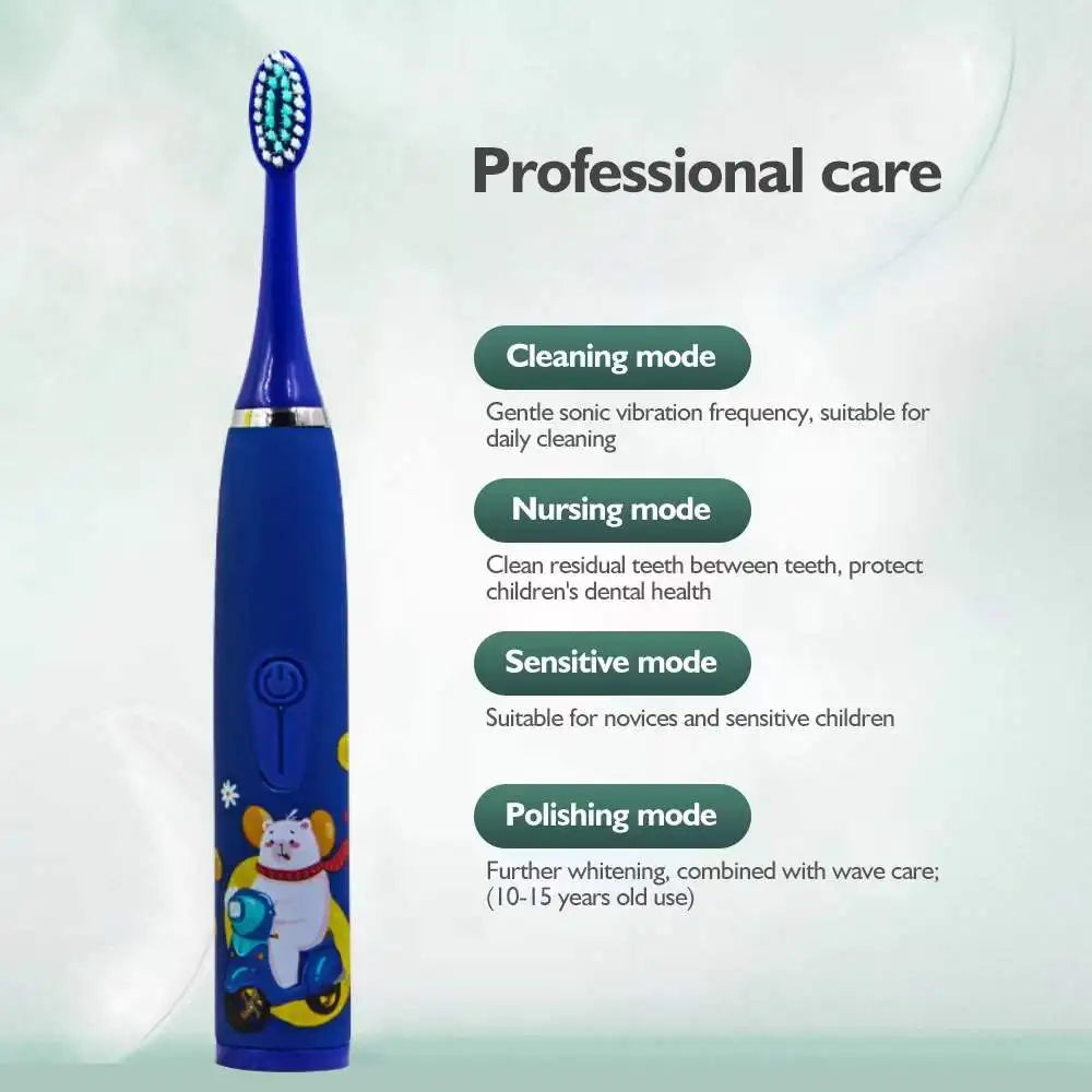 Children's Cartoon Electric Toothbrush with 5 Replacement Heads