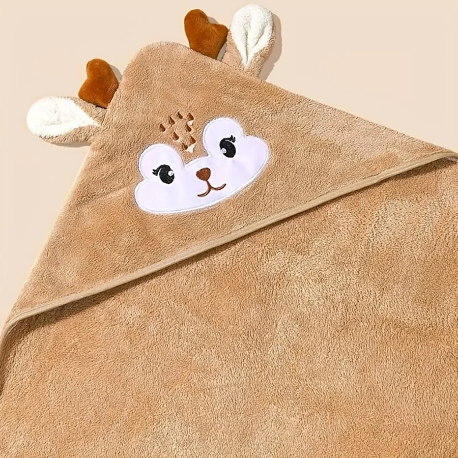 80*80cm Cartoon Baby Bath Towel Body Hooded Polyester Fiber Baby