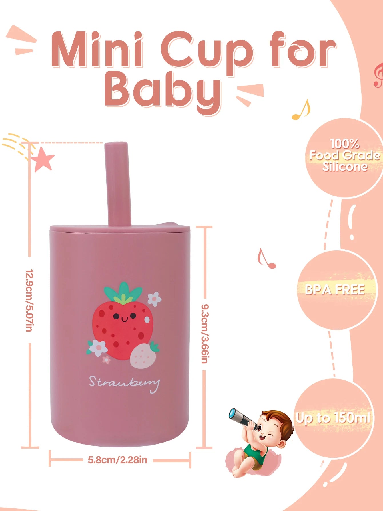 Silicone Training Cup and Straw for Children