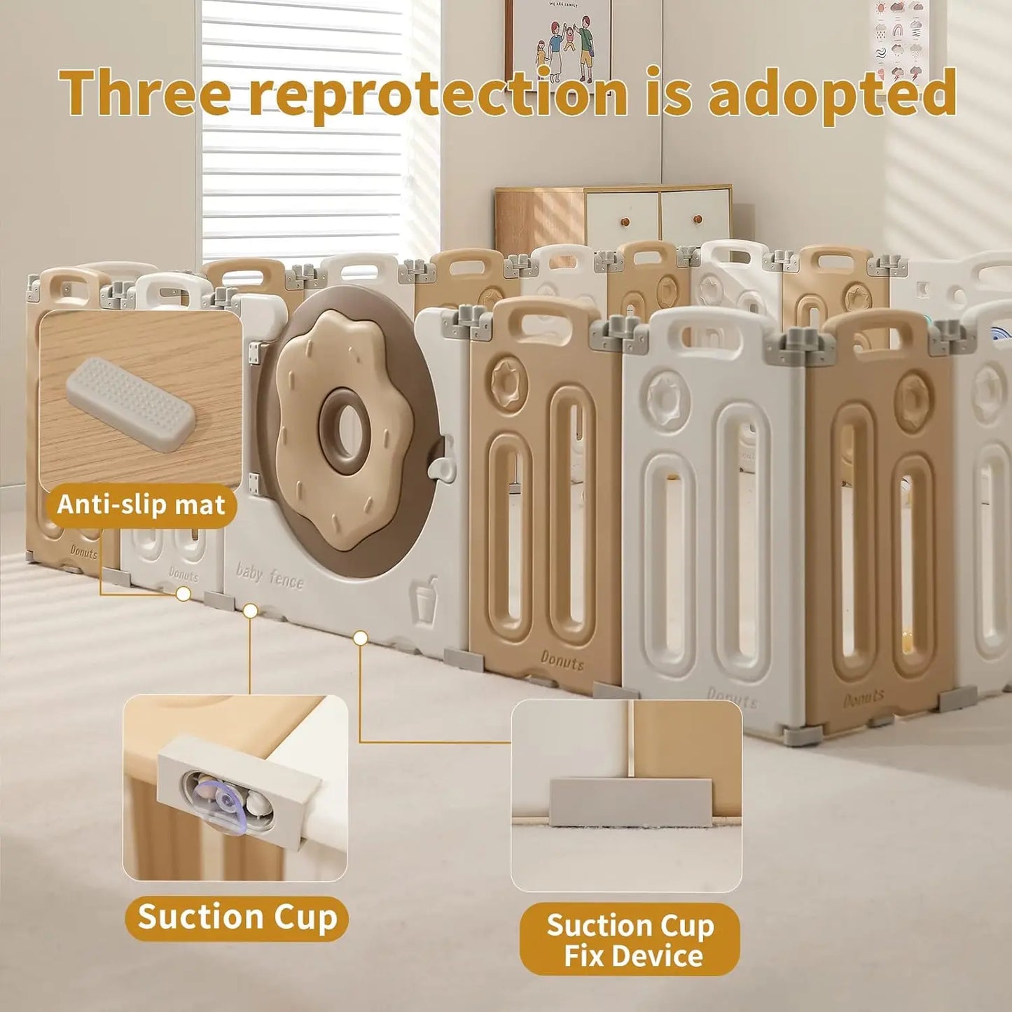 Foldable Playpen for Babies and Toddlers, Portable Kids Play Yards with Safety Gate, 14/18/22 Panels