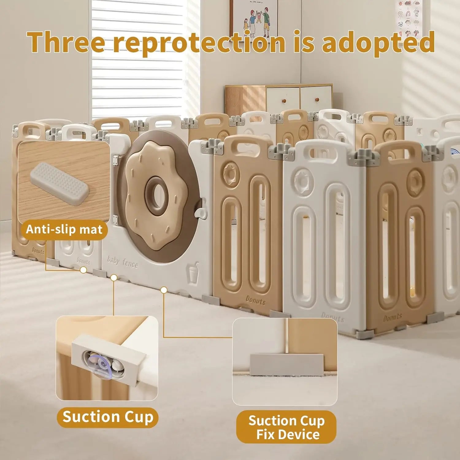 Foldable Playpen for Babies and Toddlers, Portable Kids Play Yards with Safety Gate, 14/18/22 Panels