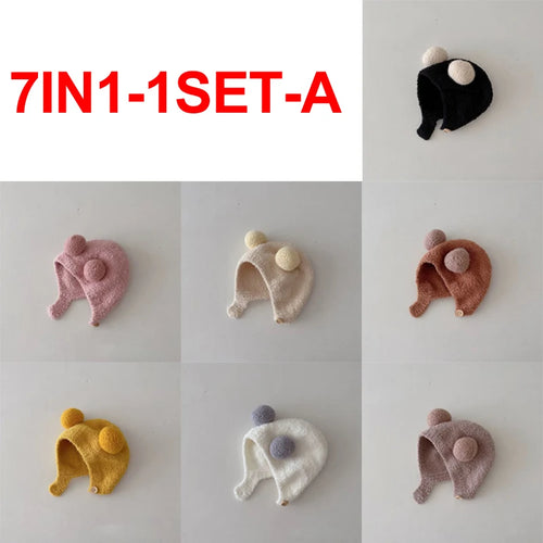 Cute Winter Warm Kids Girl Boys Baby Hats Fleece Wool Hemming Caps