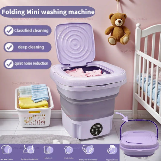 8L Portable Small Foldable Washing Machine with Spin Dryer