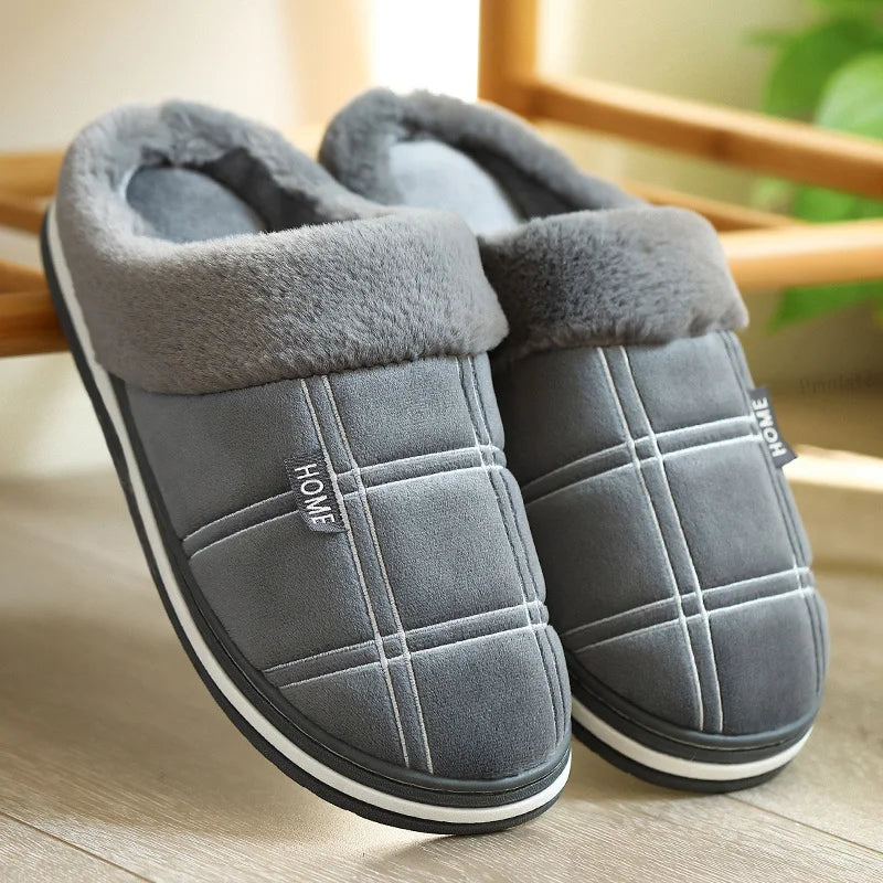 Plaid House Slippers for Men Memory Foam