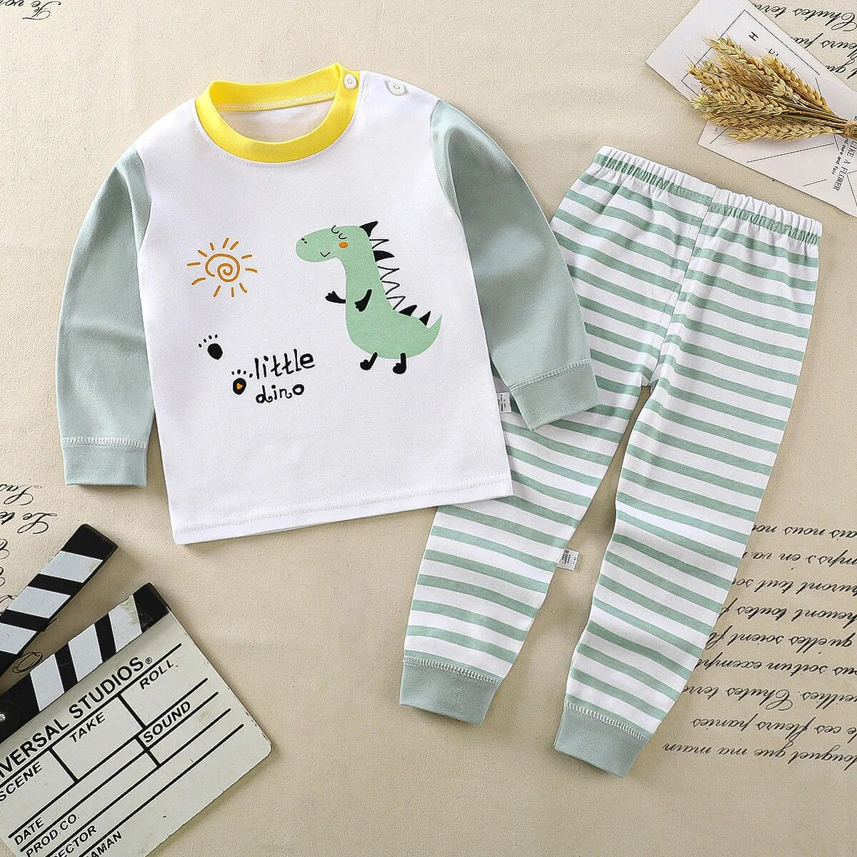 Children Sets 100% Cotton Kids Pajamas Boys Shirt Suit