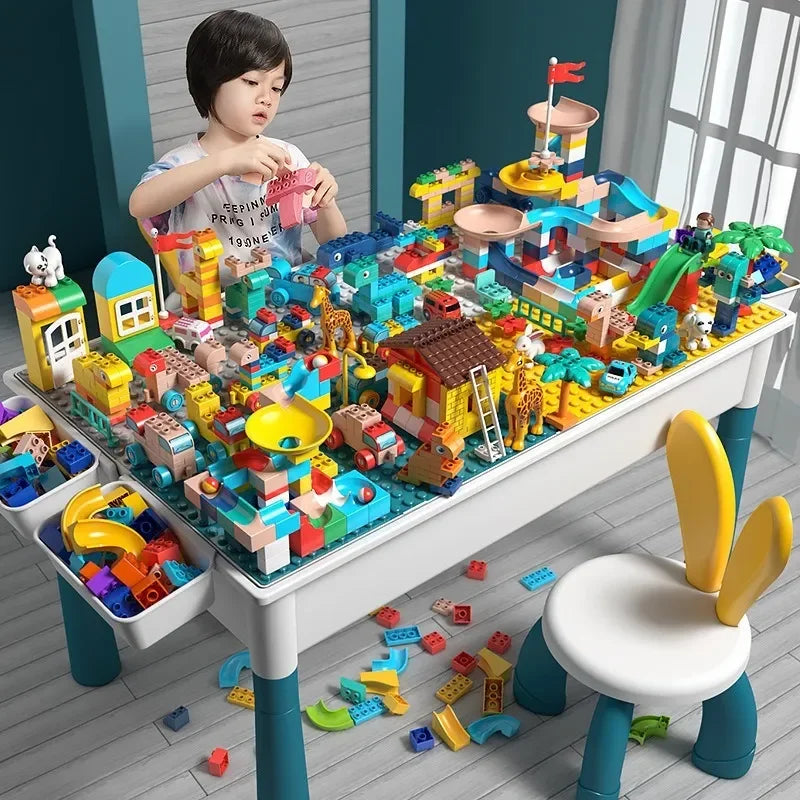 Children's Building Blocks Table Desk and Chairs Set