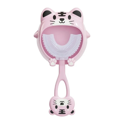 U-shape Kids Toothbrush Cartoon Print With Holder