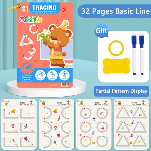 Reusable Pen Control Training Book for Children Tracing