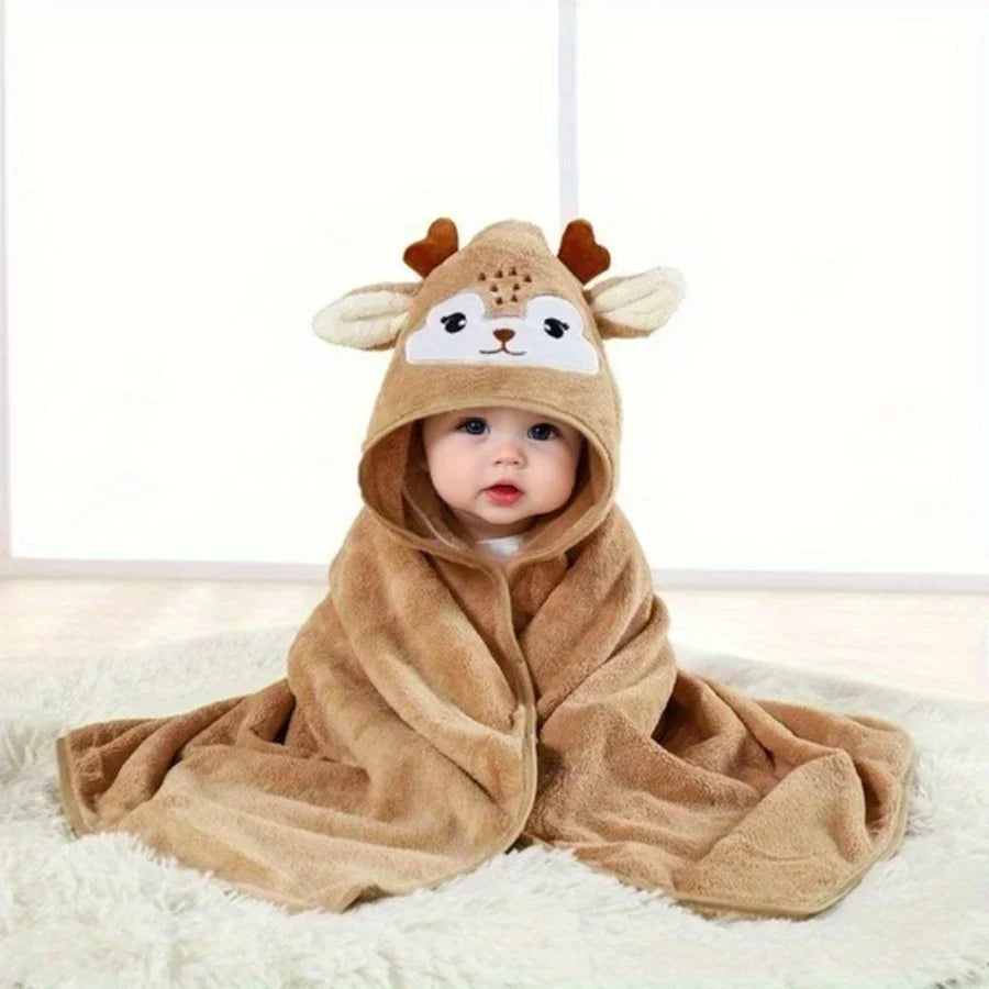 80*80cm Cartoon Baby Bath Towel Body Hooded Polyester Fiber Baby