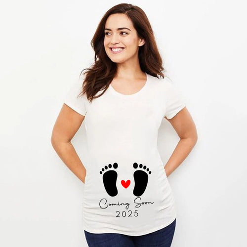 Baby Loading 2025 Print Pregnant T Shirt Maternity Short Sleeve