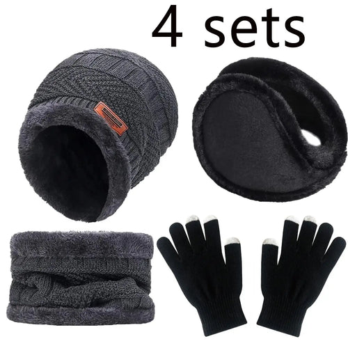 2Pcs 4Set Winter Warm Hat Scarf Gloves Set (3+Years)