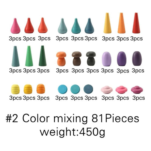 Rainbow Wooden Montessori Creative Loose Parts Toys