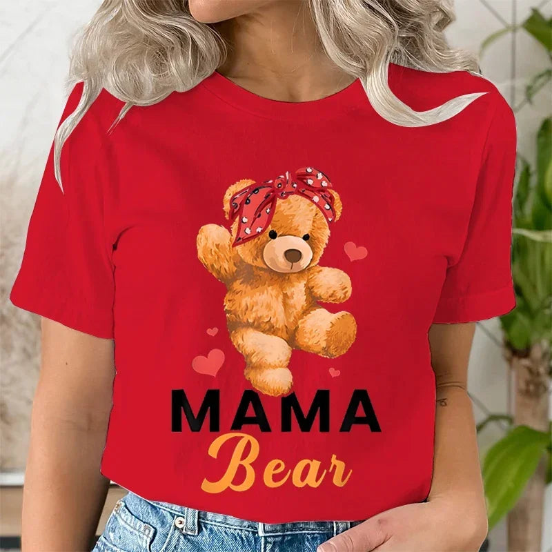 Teddy Mama Bear Graphic T Shirts Women