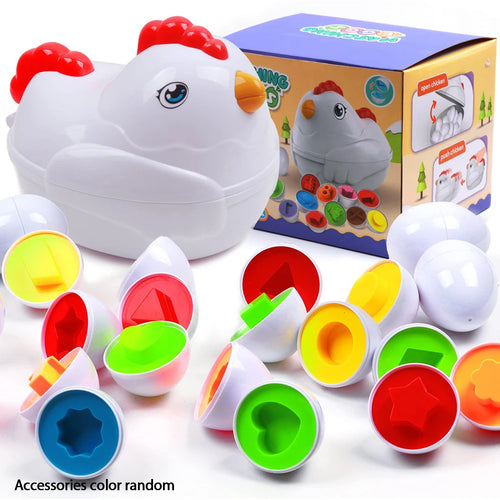 12 Matching Eggs Montessori Sensory Baby Toys Easter Eggs Chicken