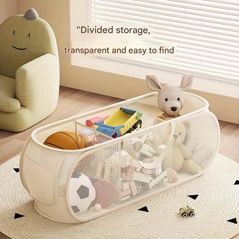 1 PCS Large Kids Toy Storage Bin Foldable Mesh Laundry Basket