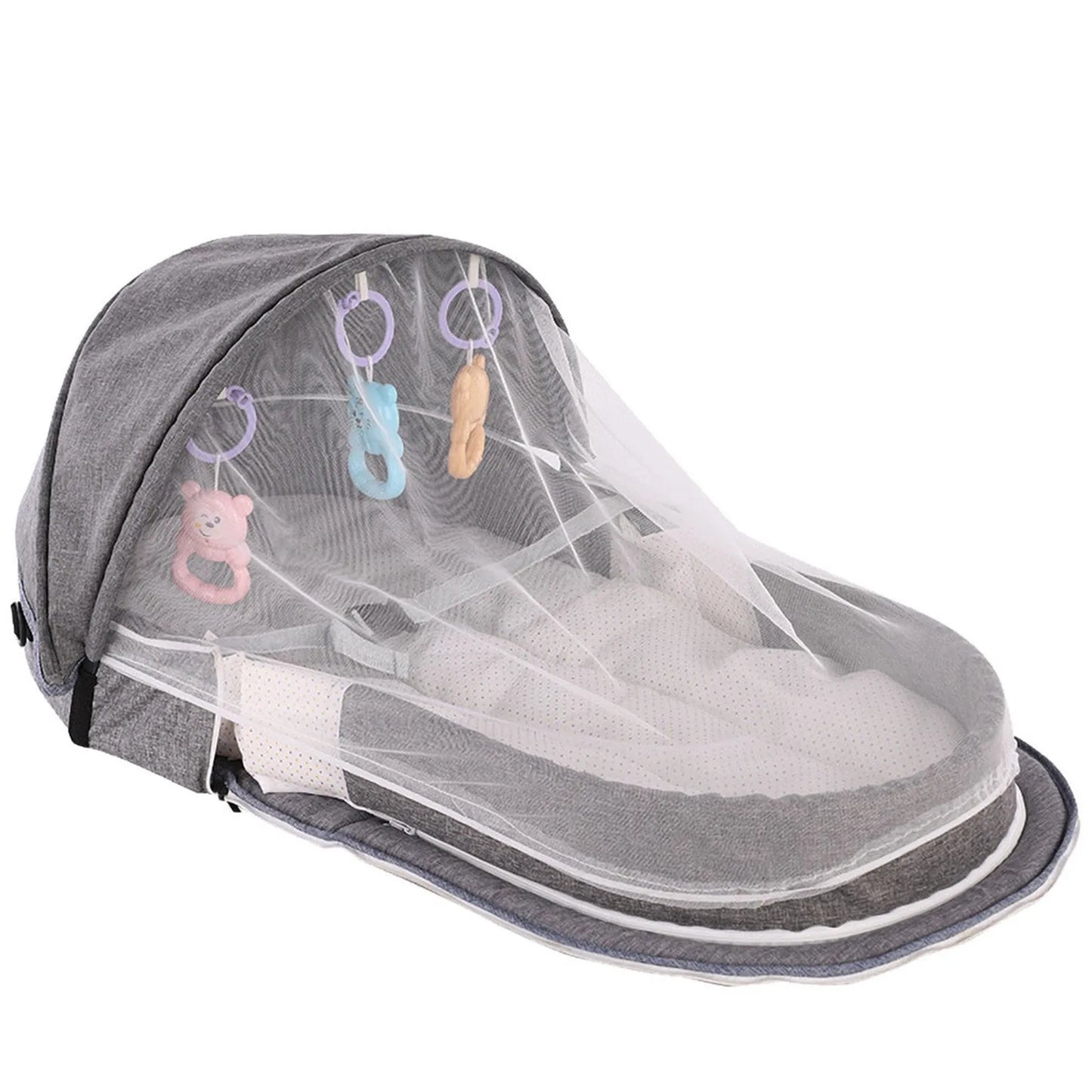 Baby Bed Folding Portable Baby Crib with Net and Awning Baby Nest
