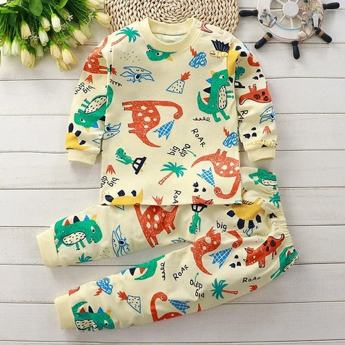 Children Sets 100% Cotton Kids Pajamas Boys Shirt Suit