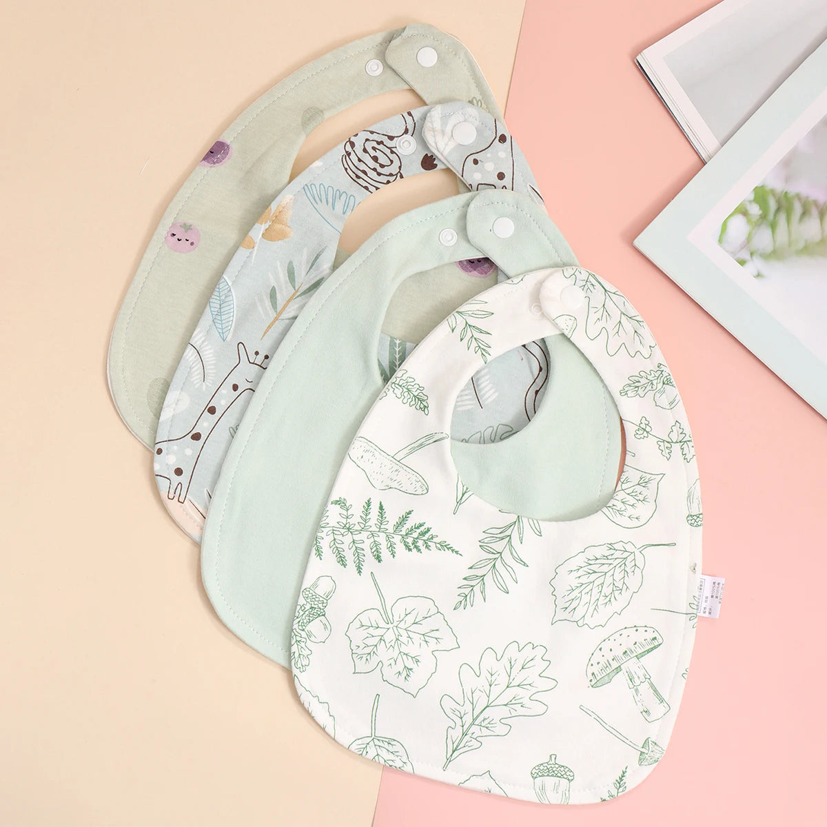 4pcs Cotton Soft Baby Adjustable Bibs