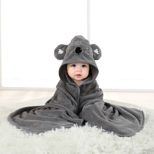 80*80cm Cartoon Baby Bath Towel Body Hooded Polyester Fiber Baby