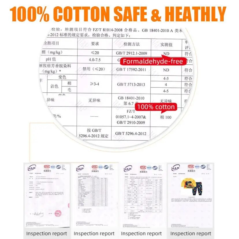 Children Sets 100% Cotton Kids Pajamas Boys Shirt Suit