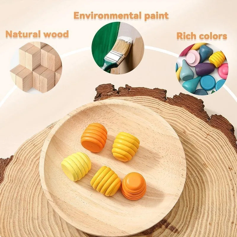 Rainbow Wooden Montessori Creative Loose Parts Toys