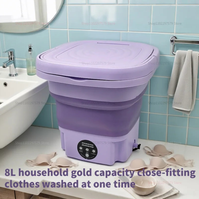 8L Portable Small Foldable Washing Machine with Spin Dryer