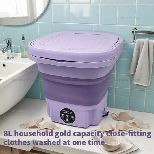 8L Portable Small Foldable Washing Machine with Spin Dryer